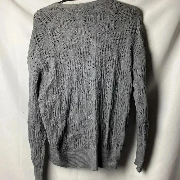 NWT MEROKEETY WO SIZE LARGE GRAY FAUX WRAP SWEATER OPEN WEAVE DESIGN SOFT - Picture 9 of 11